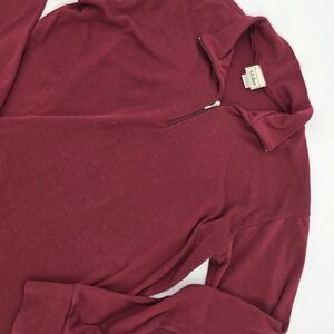 LL Bean 1/4 Zip Sweater Quarter Men's Large Burgundy Knit Pullover Trendy Preppy